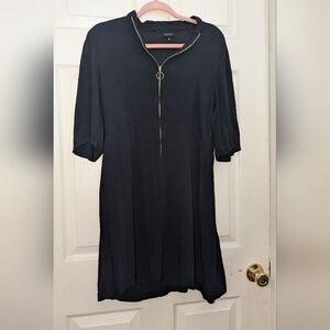 Black Mini Zip Front Dress